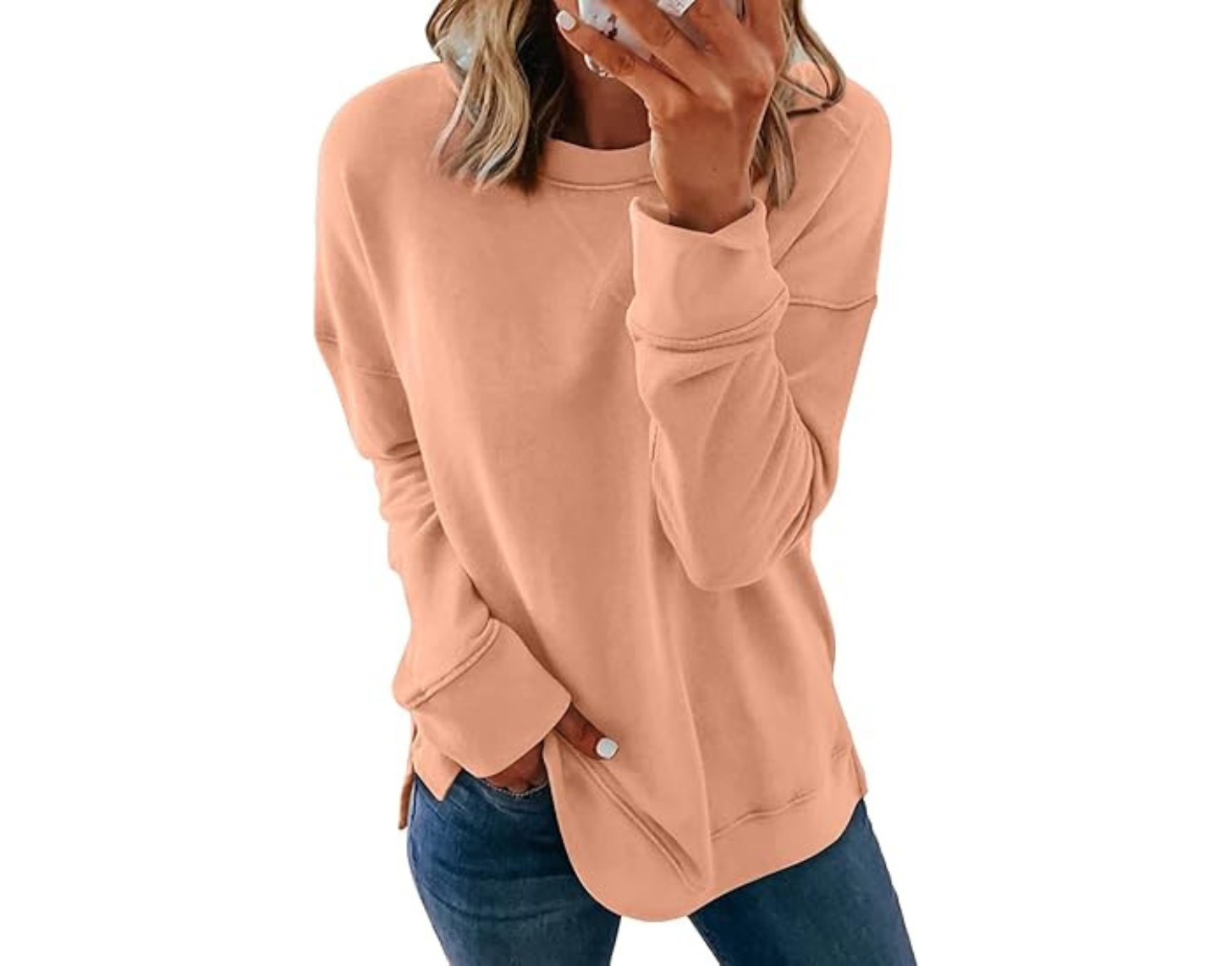 Dokotoo Women's Casual Crew Neck Sweatshirt Loose Soft Long Sleeve Pullover Tops