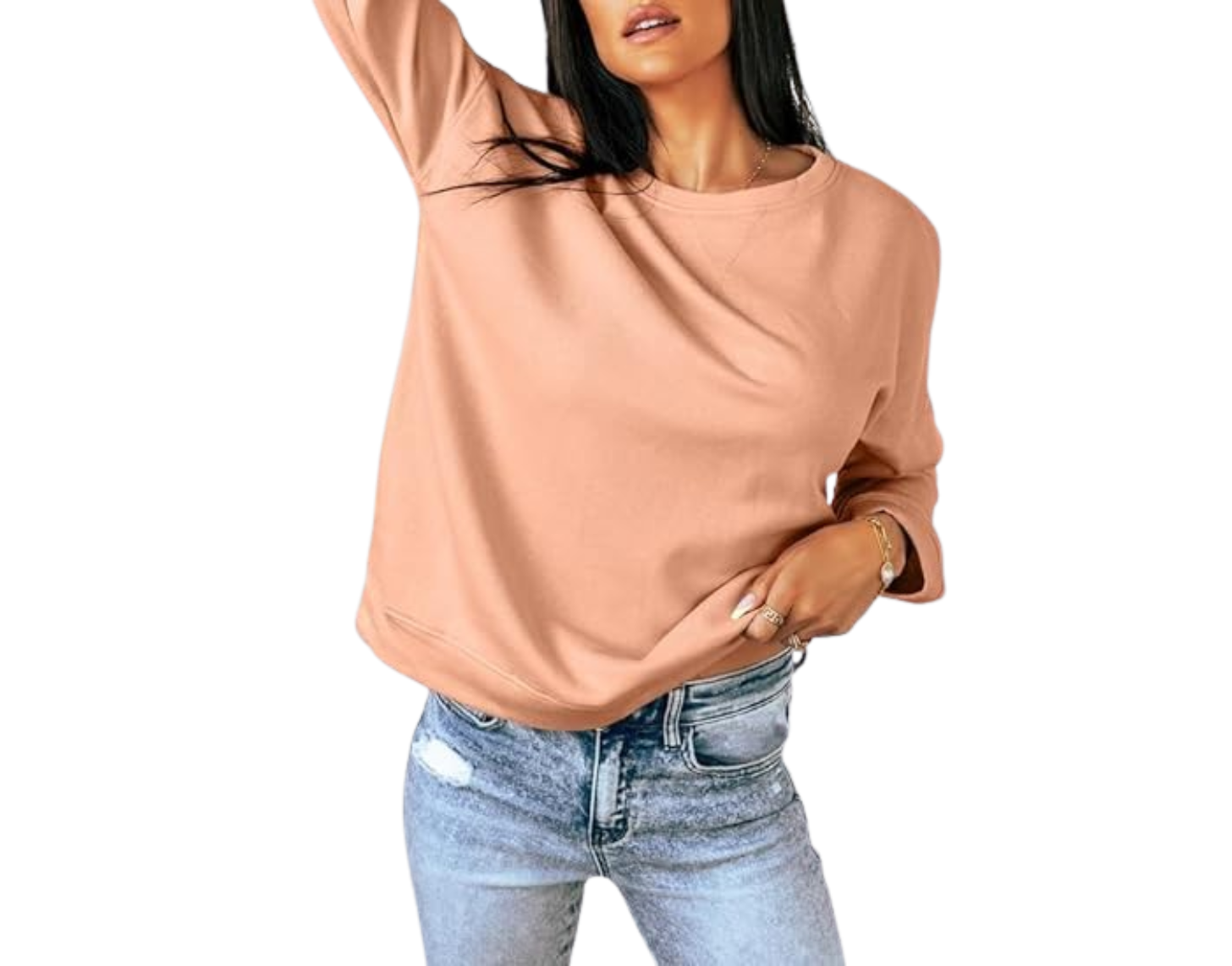 Dokotoo Women's Casual Crew Neck Sweatshirt Loose Soft Long Sleeve Pullover Tops