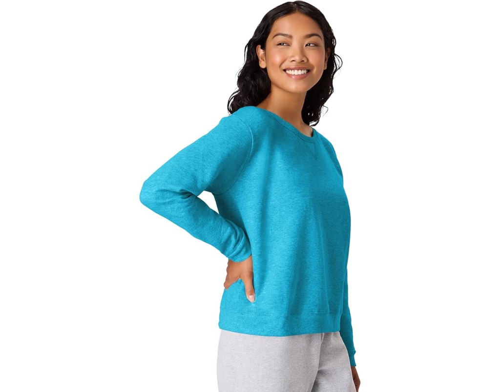 Hanes womens Crewneck Sweatshirt, Ecosmart Fleece Pullover With V-notch, Sweatshirt for Women