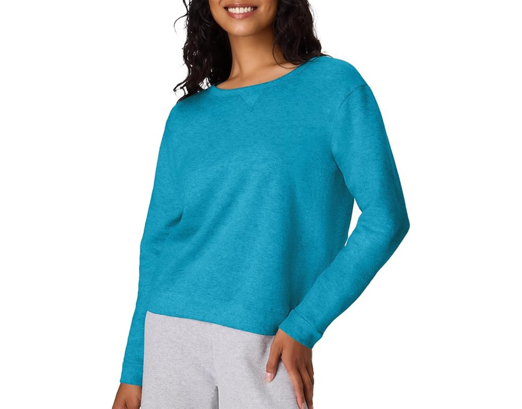 Hanes womens Crewneck Sweatshirt, Ecosmart Fleece Pullover With V-notch, Sweatshirt for Women