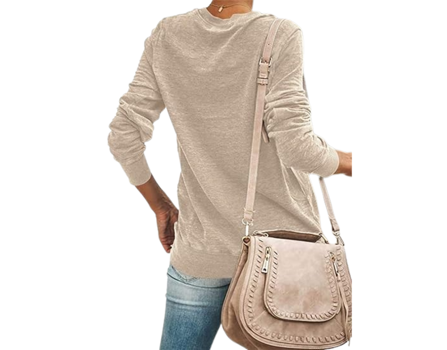 SENSERISE Womens Casual Crewneck Sweatshirt Long Sleeve Solid Color Shirt Soft Lightweight Loose Top