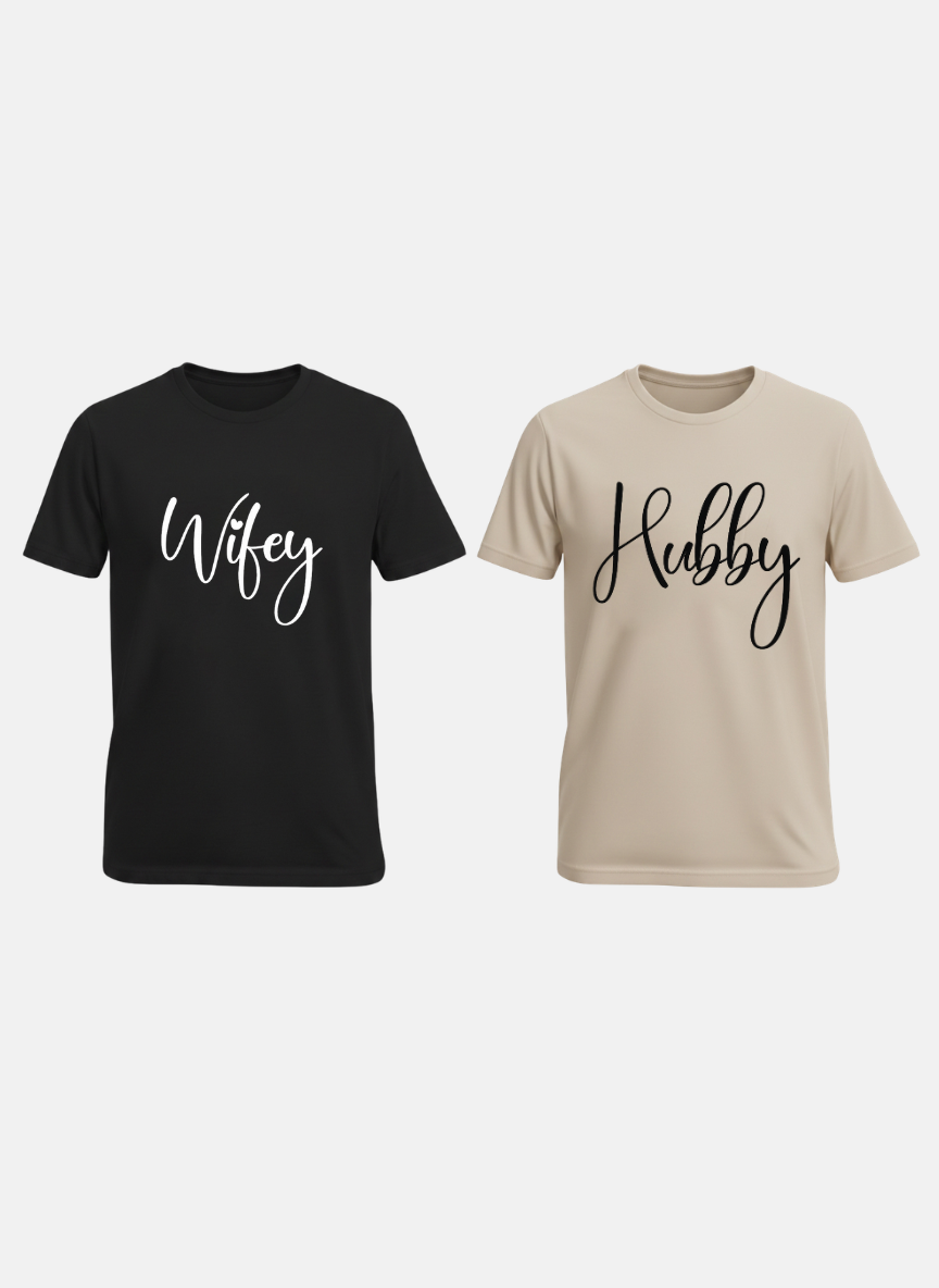 Wife Hubby Matching Couple T-Shirt