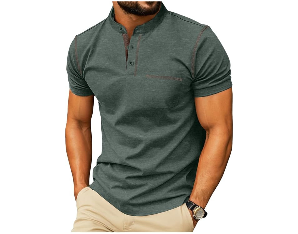 Sailwind Mens Henley Shirts Short Sleeve Summer Casual Classic Cotton T Shirts Pocket Button Shirt