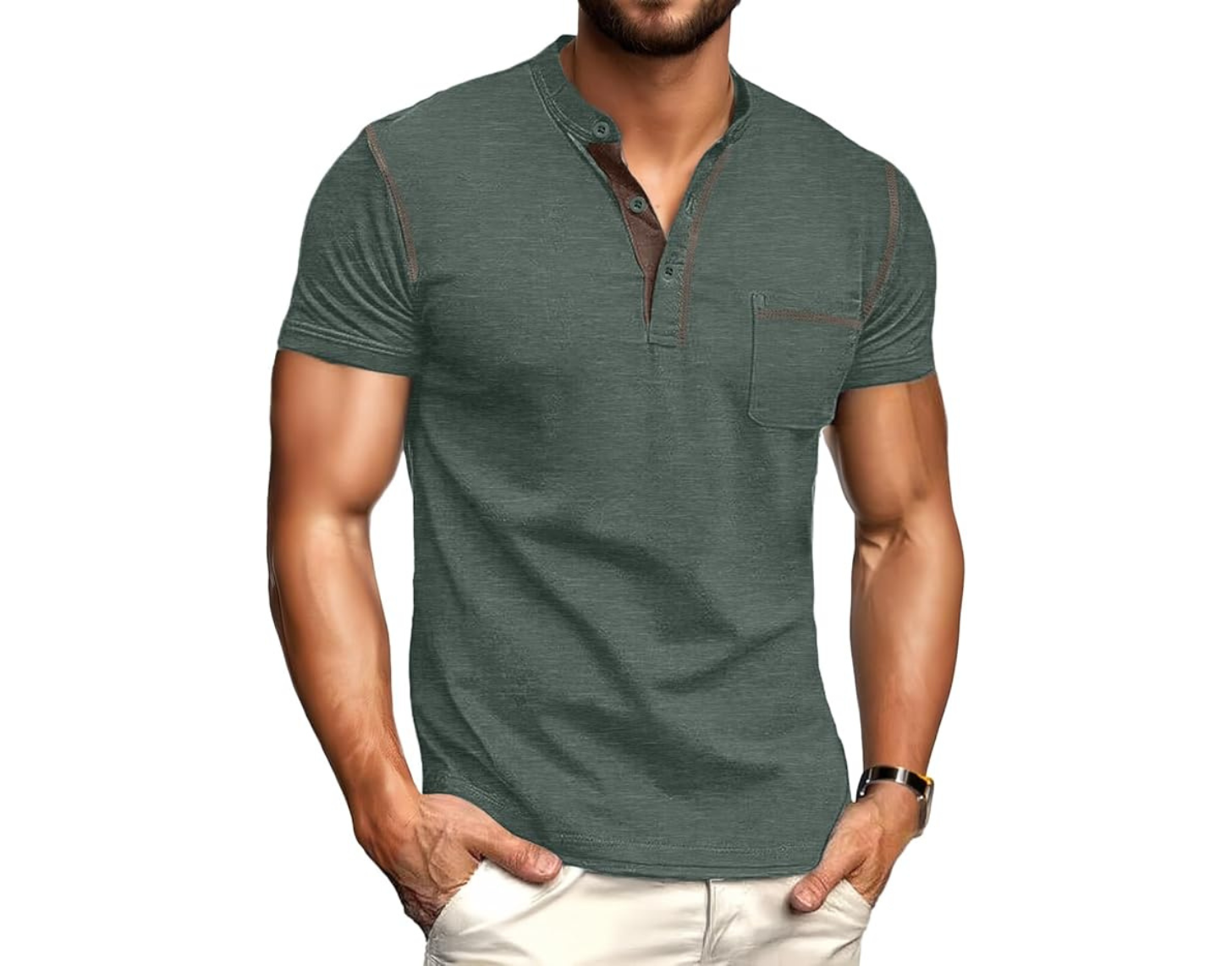 Sailwind Mens Henley Shirts Short Sleeve Summer Casual Classic Cotton T Shirts Pocket Button Shirt