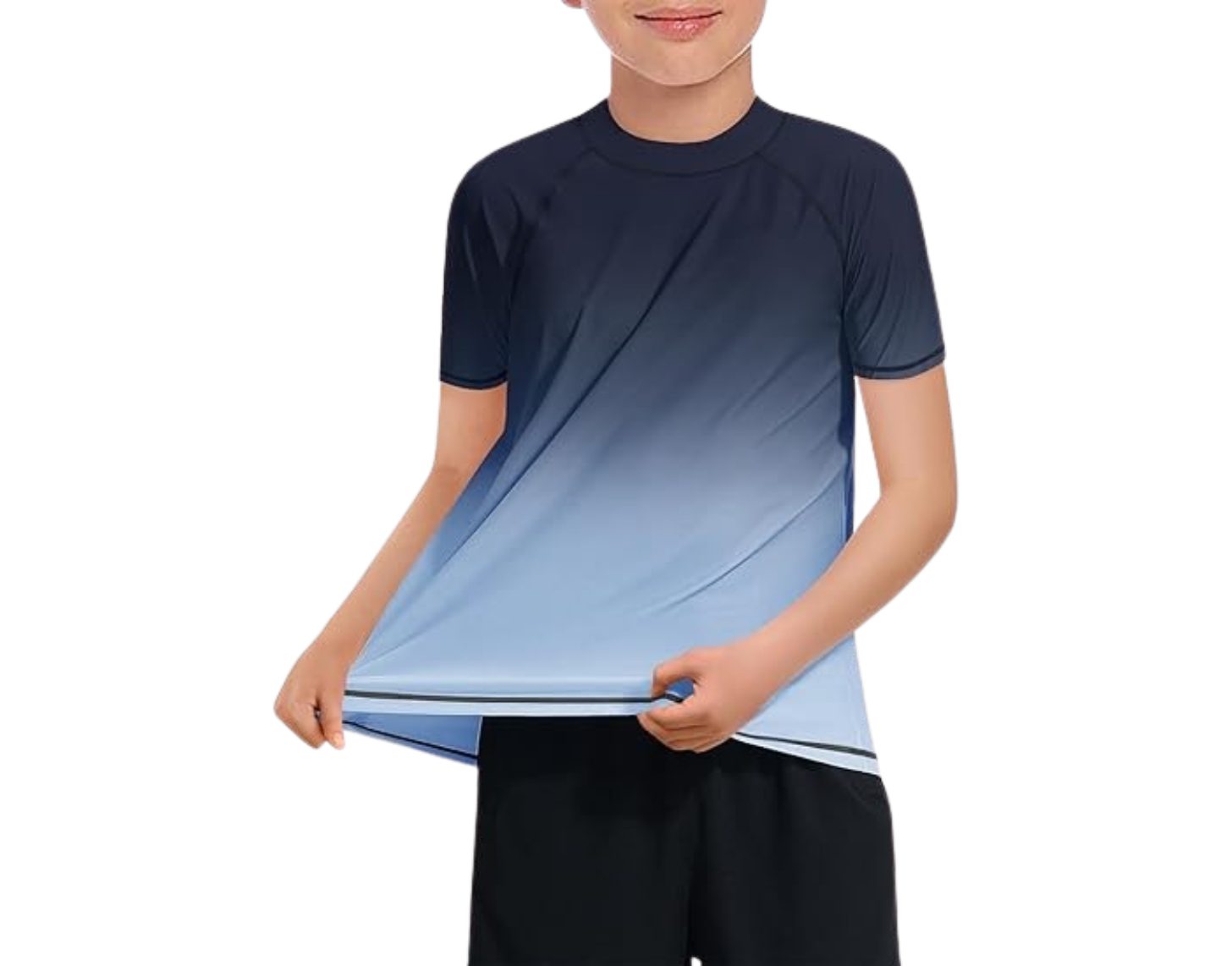 Haloumoning Boys Gradient Rash Guard Swim Shirt Short Sleeve UPF+ 50 Sun Shirts for Kids Rashguard Water Shirts