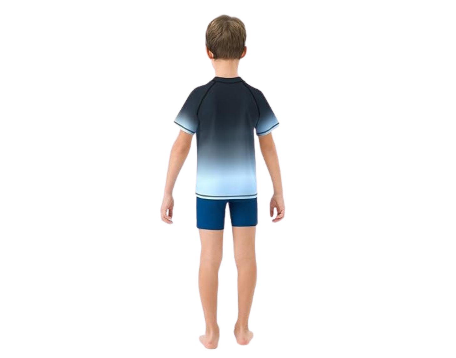Haloumoning Boys Gradient Rash Guard Swim Shirt Short Sleeve UPF+ 50 Sun Shirts for Kids Rashguard Water Shirts