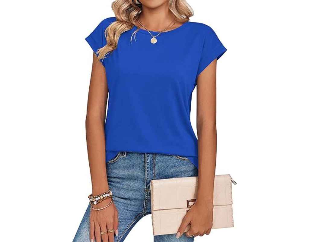 Zeagoo Womens Tops Summer Casual Cap Sleeve Tshirts Shirts Business Dressy Spring Fashion Outfits Trendy Clothes