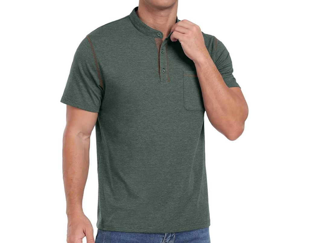 Sailwind Mens Henley Shirts Short Sleeve Summer Casual Classic Cotton T Shirts Pocket Button Shirt