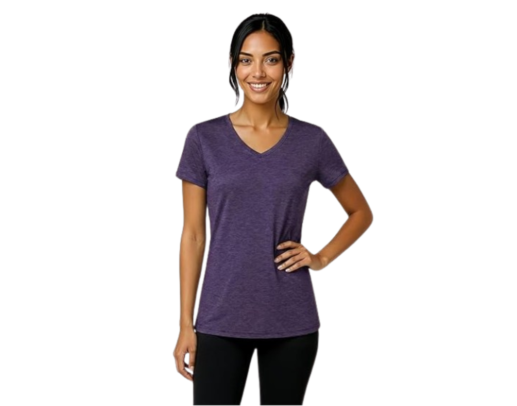 Real Essentials 5 Pack Women's Dry-Fit Short Sleeve V Neck T Shirt Workout Fitness Yoga Top Tee