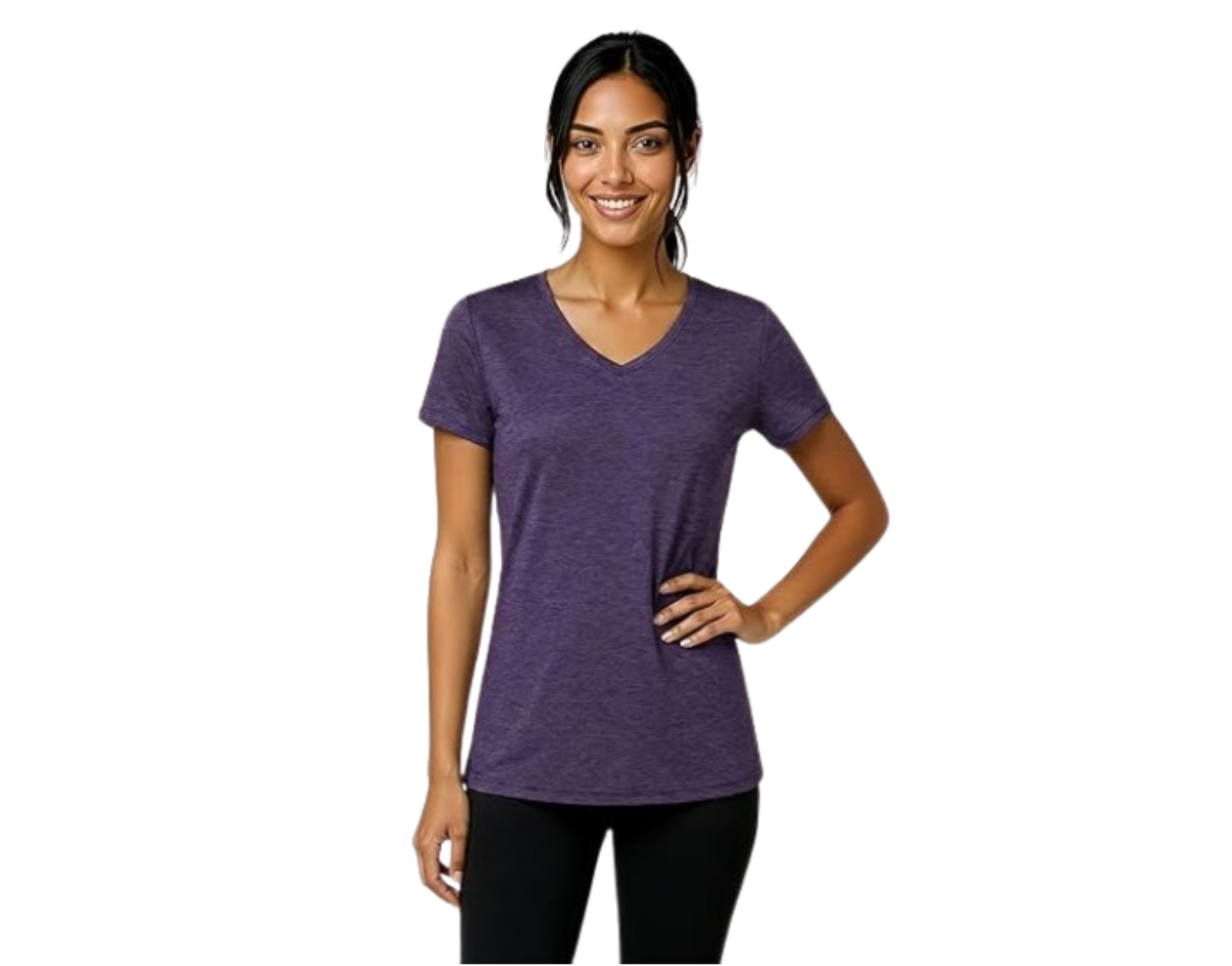Real Essentials 5 Pack Women's Dry-Fit Short Sleeve V Neck T Shirt Workout Fitness Yoga Top Tee