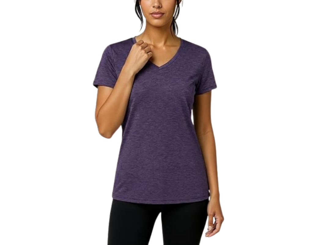 Real Essentials 5 Pack Women's Dry-Fit Short Sleeve V Neck T Shirt Workout Fitness Yoga Top Tee