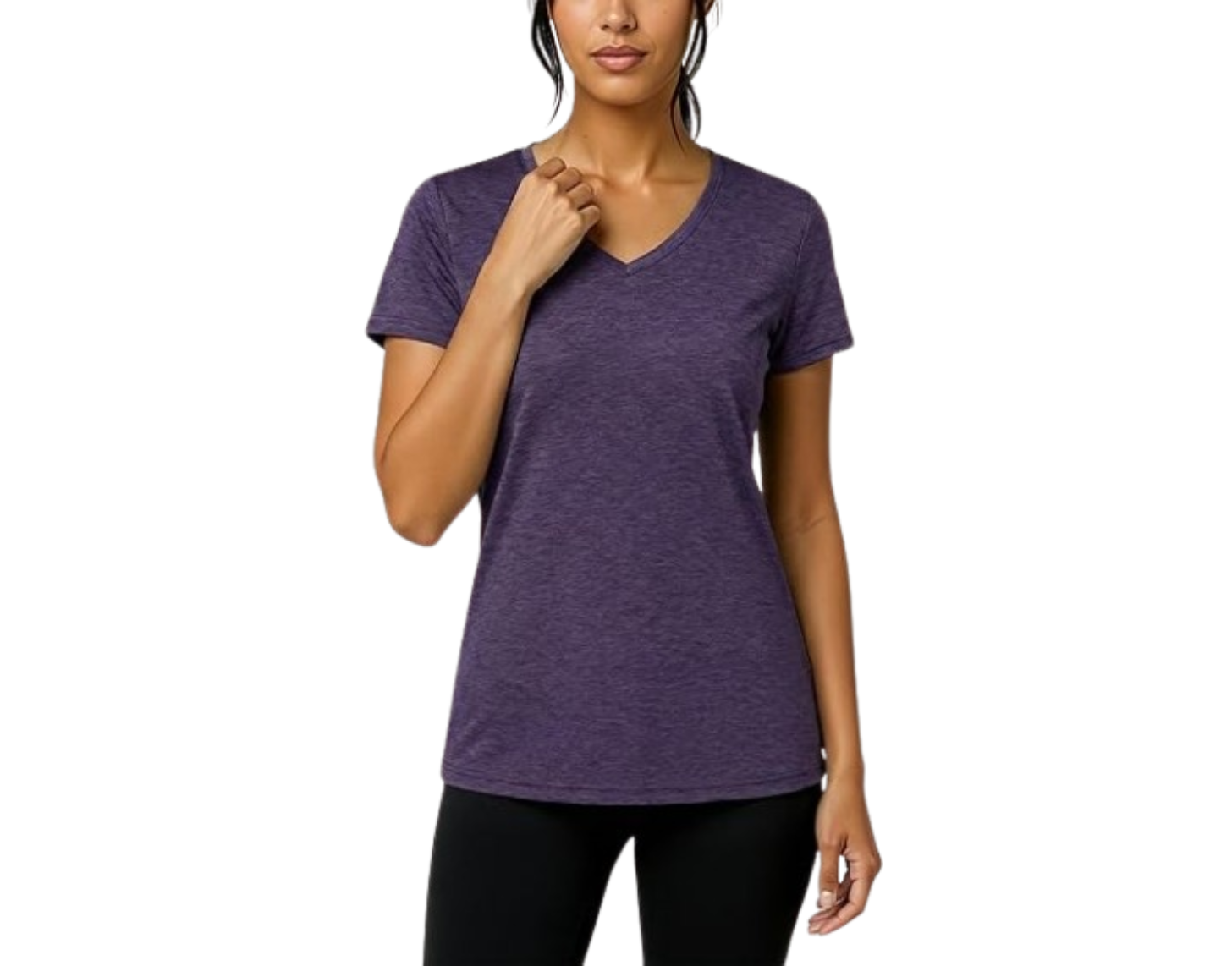 Real Essentials 5 Pack Women's Dry-Fit Short Sleeve V Neck T Shirt Workout Fitness Yoga Top Tee