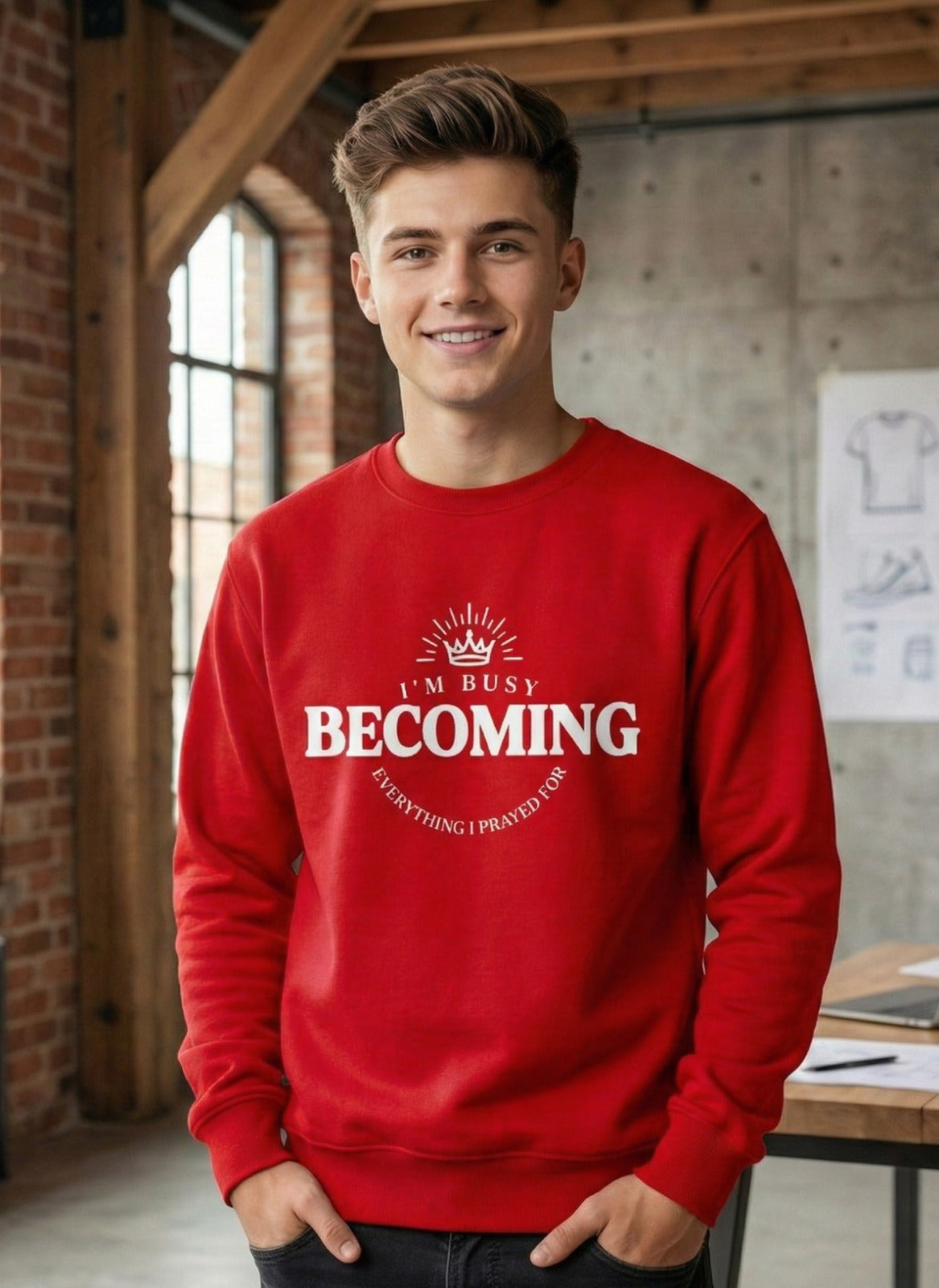 Customized I’m Busy Becoming Everything I Prayed For sweat shirt